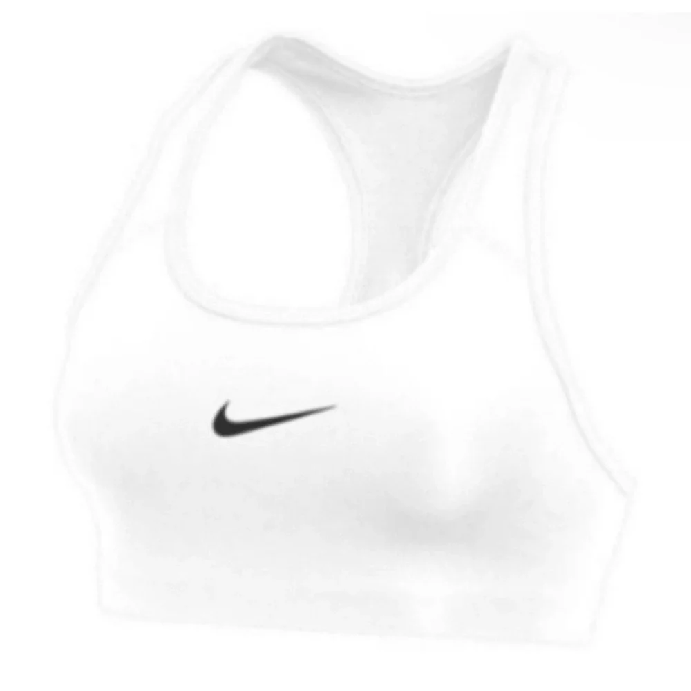 NWT Nike White Medium Support Non Padded Swoosh 2.0 Sports Bra Size Large